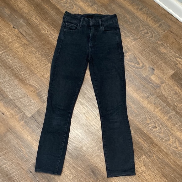 MOTHER HIGH WAISTED LOOKER IN BLACKBIRD HI RISE SKINNY FULL LENGTH DARK WASH - Picture 2 of 16